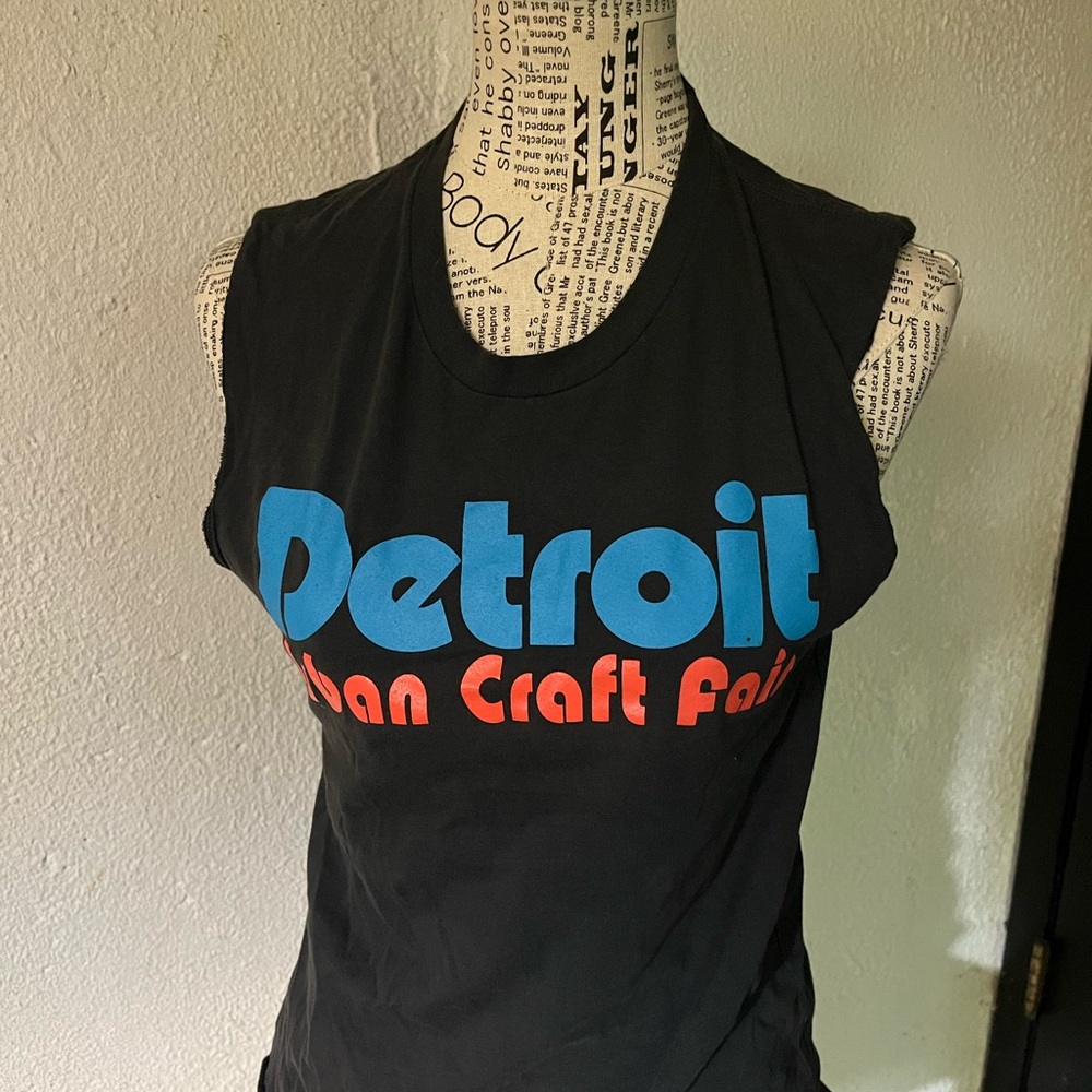 Bella Canvas Black Muscle Tee with Blue and Red Print
